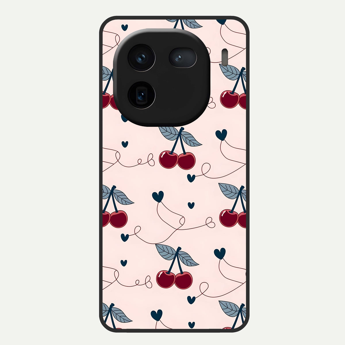  Cherry Heart Line Glass Case For iQOO 12 5G back cover – full design glossy printed glass finish