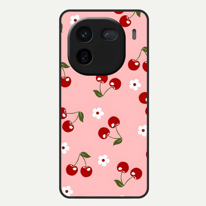  Cherry Love Mood Glass Case For iQOO 12 5G back cover – full design glossy printed glass finish