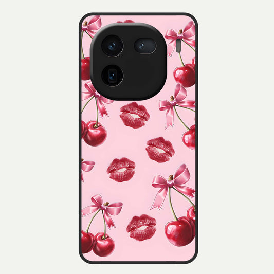  Cherry With Lips Glass Case For iQOO 12 5G back cover – full design glossy printed glass finish