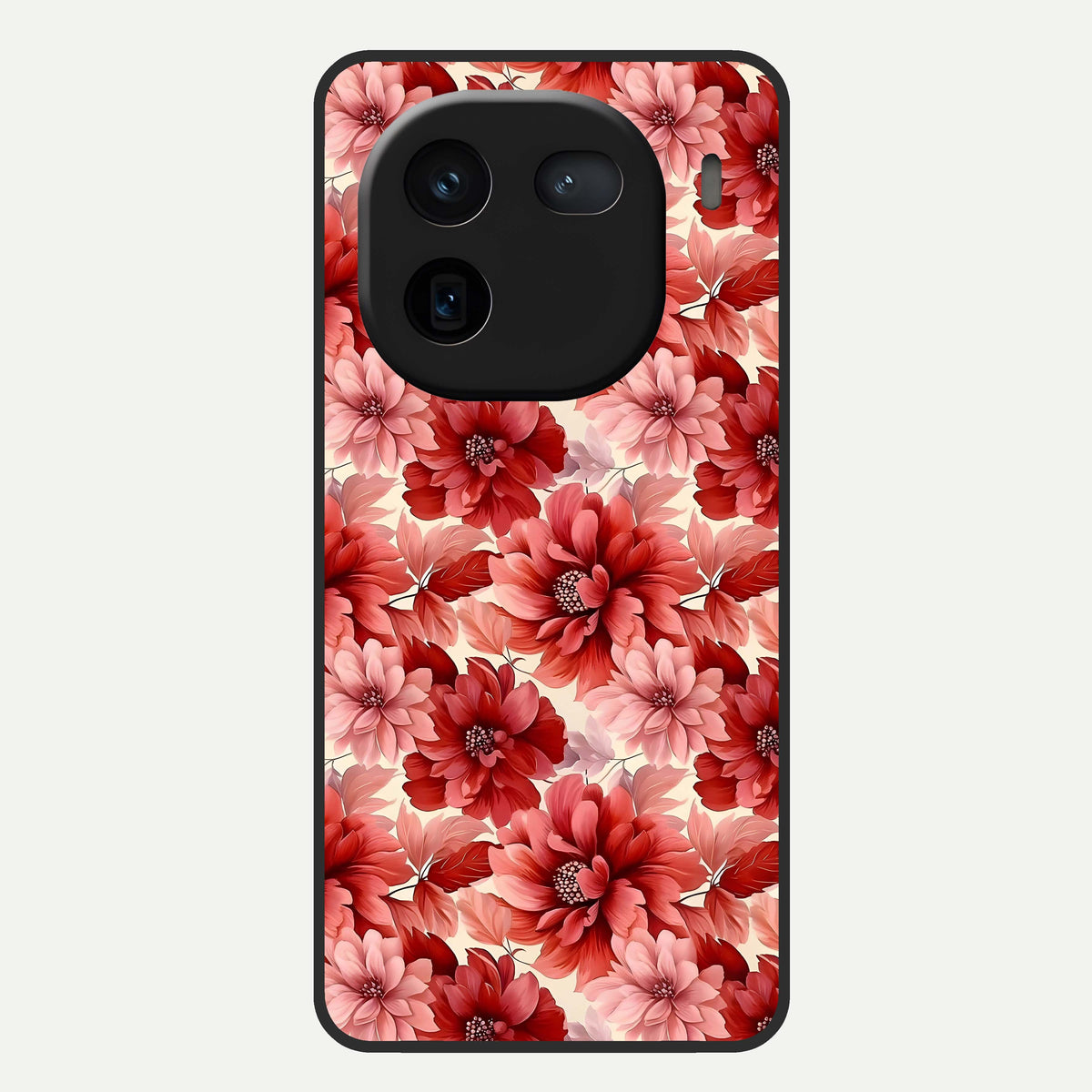  Crimson Love Petals Glass Case For iQOO 12 5G back cover – full design glossy printed glass finish