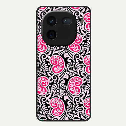  Crimson Paisley Charm Glass Case For iQOO 12 5G back cover – full design glossy printed glass finish