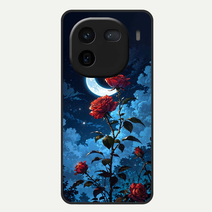  Crimson Rose Moon Glass Case For iQOO 12 5G back cover – full design glossy printed glass finish
