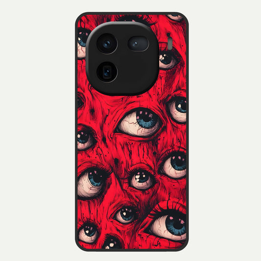  Crimson Watch Eyes Glass Case For iQOO 12 5G back cover – full design glossy printed glass finish