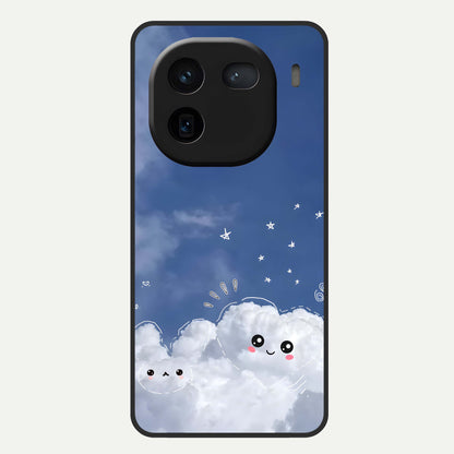  Cute Blossom Cloud Glass Case For iQOO 12 5G back cover – full design glossy printed glass finish