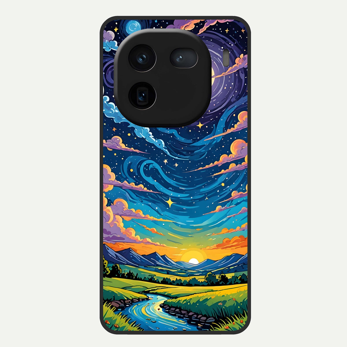  Dreamy Night Landscape Glass Case For iQOO 12 5G back cover – full design glossy printed glass finish