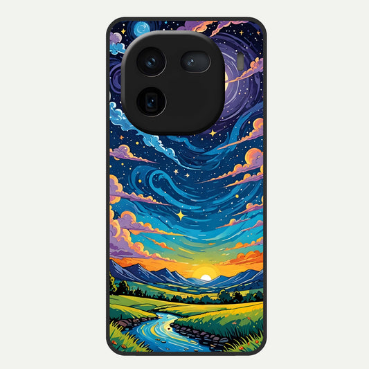  Dreamy Night Landscape Glass Case For iQOO 12 5G back cover – full design glossy printed glass finish