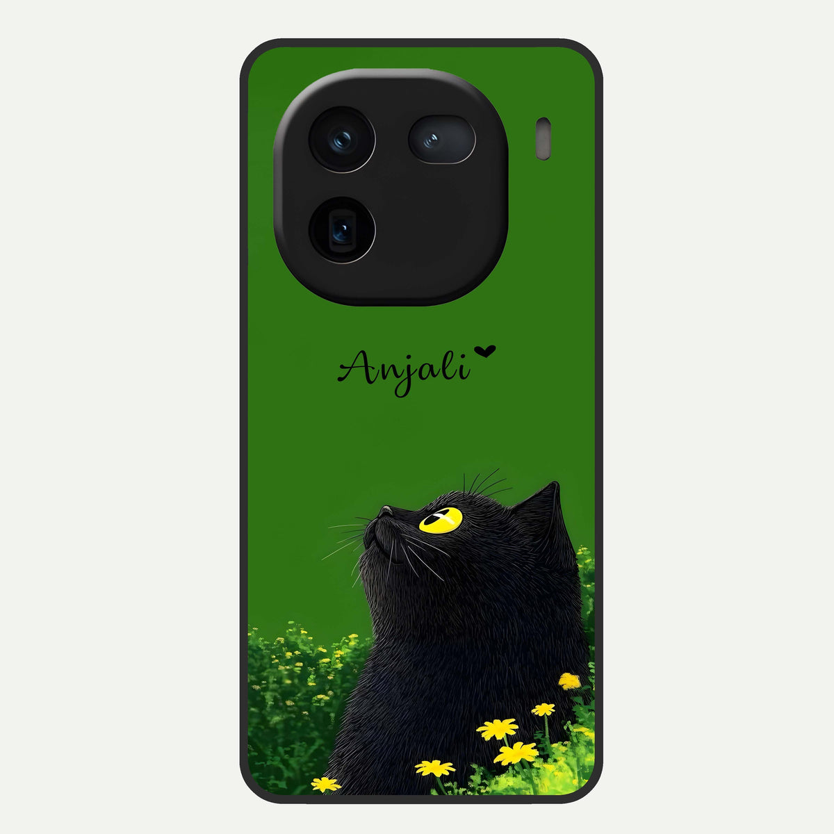  Emerald Cat Custom Name Glass Case For iQOO 12 5G back cover – full design glossy printed glass finish
