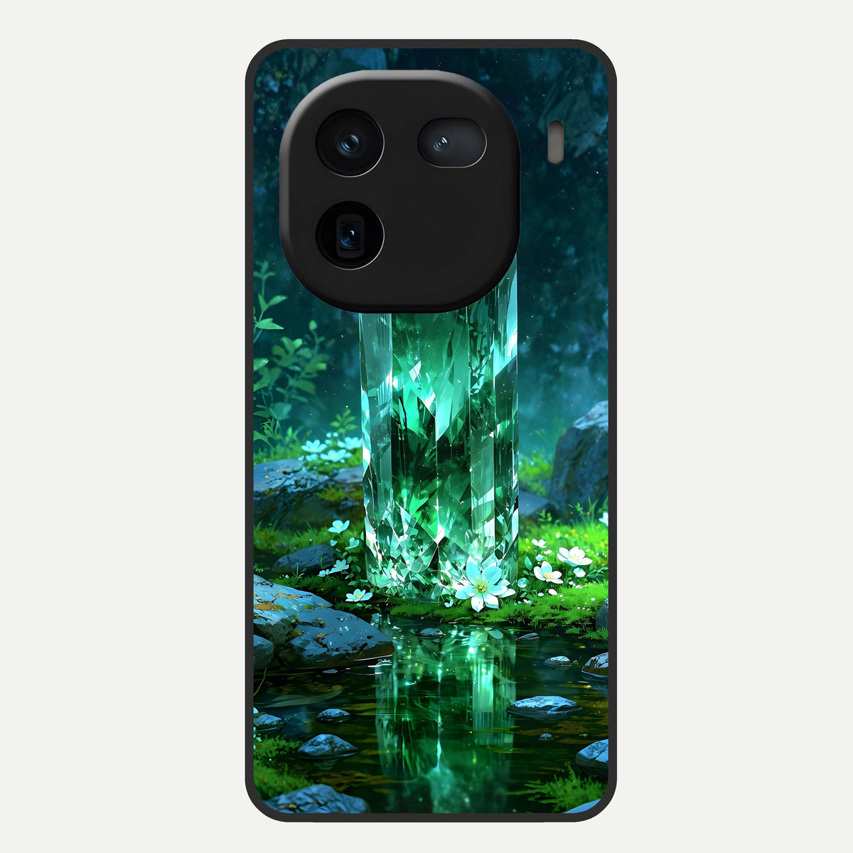  Emerald Light Crystal Glass Case For iQOO 12 5G back cover – full design glossy printed glass finish