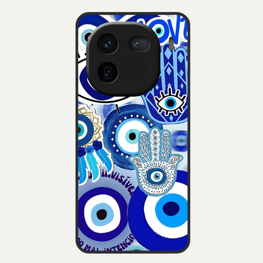  Evil Eyes Dream Glass Case For iQOO 12 5G back cover – full design glossy printed glass finish