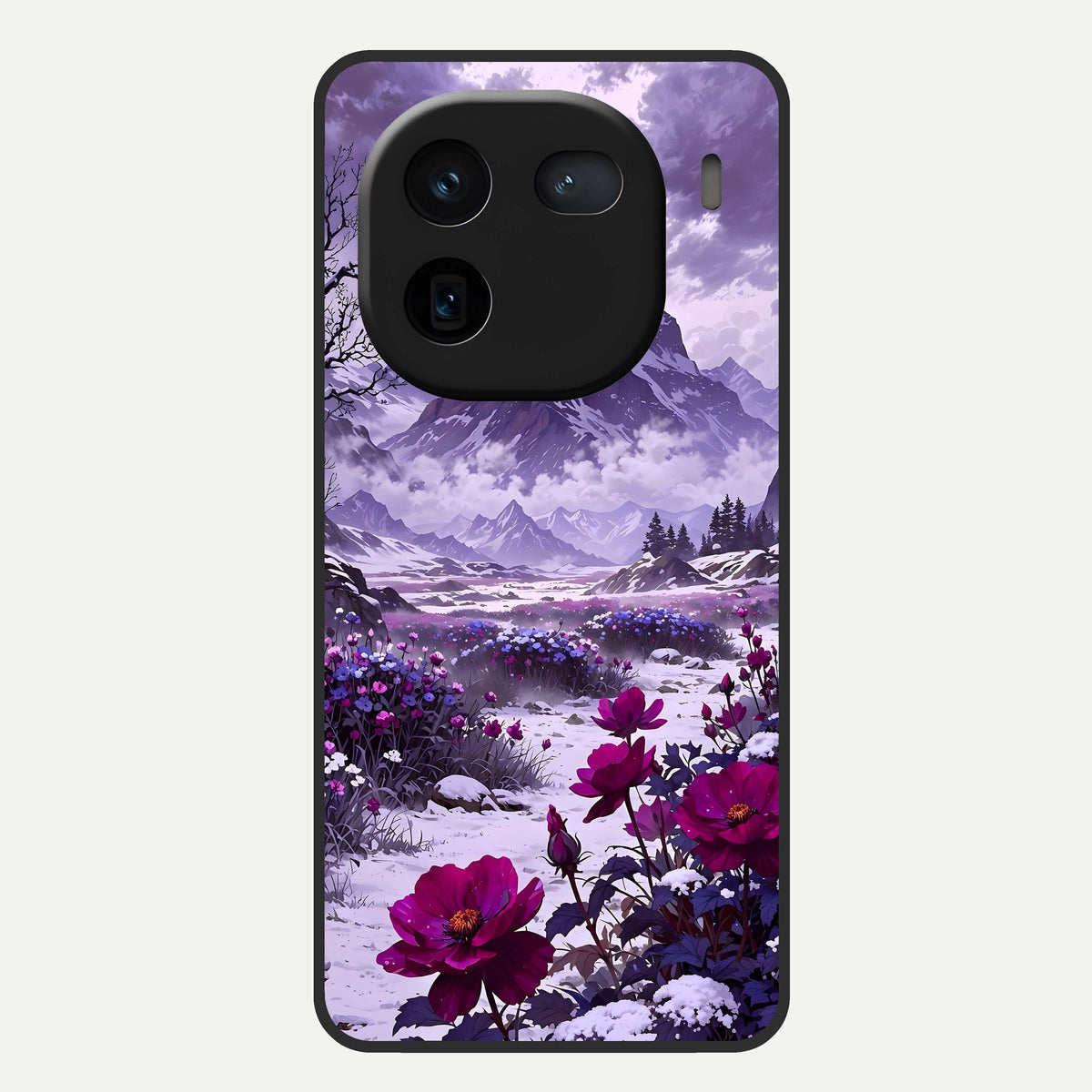  Flower Mountain View Glass Case For iQOO 12 5G back cover – full design glossy printed glass finish