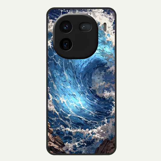  Giant Ocean Wave Glass Case For iQOO 12 5G back cover – full design glossy printed glass finish