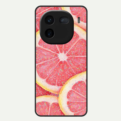  Glitter Grapefruit Glass Case For iQOO 12 5G back cover – full design glossy printed glass finish