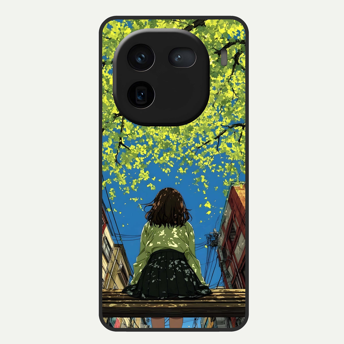  Golden Leaves Glow Glass Case For iQOO 12 5G back cover – full design glossy printed glass finish
