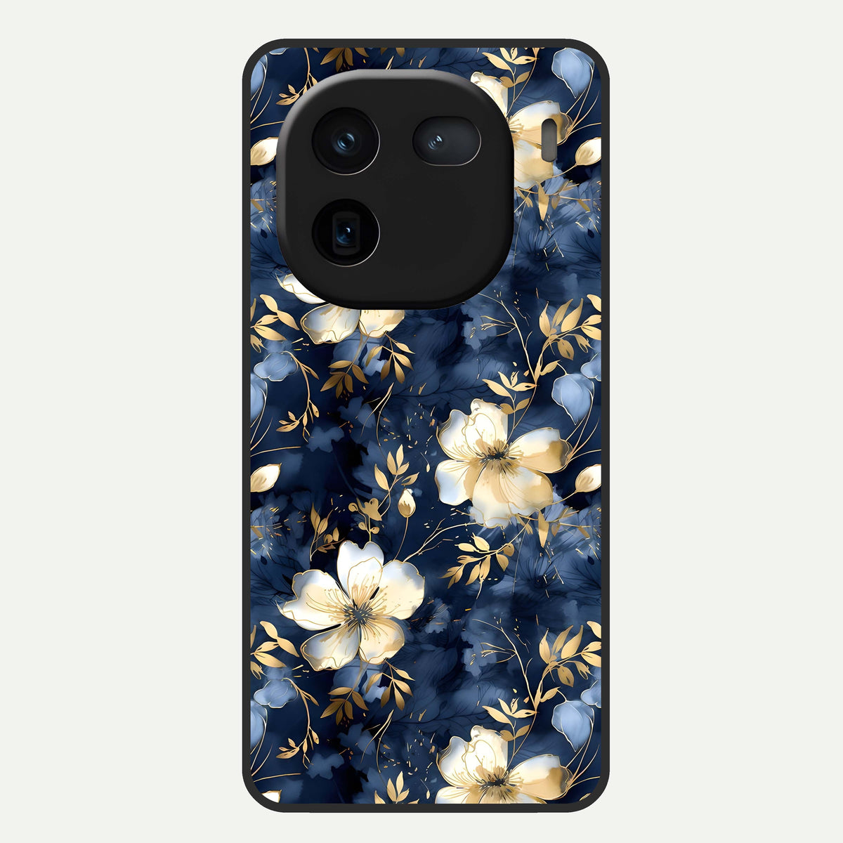  Golden Midnight Bloom Glass Case For iQOO 12 5G back cover – full design glossy printed glass finish
