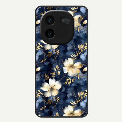  Golden Midnight Bloom Glass Case For iQOO 12 5G back cover – full design glossy printed glass finish