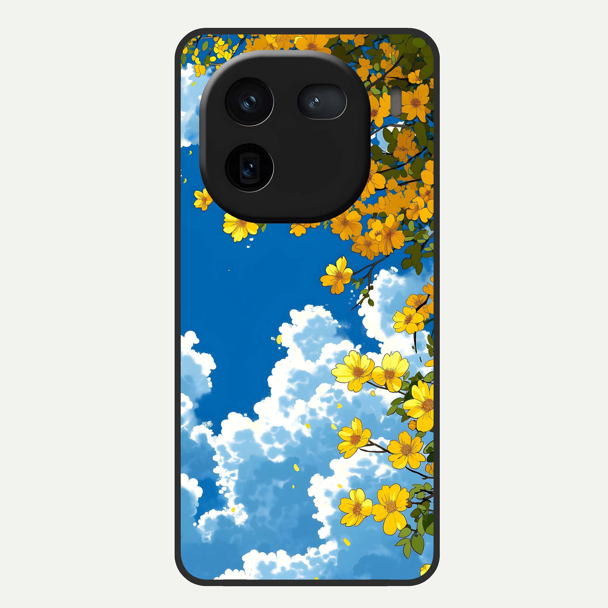 Golden Petal Sky Glass Case For iQOO 12 5G back cover – full design glossy printed glass finish