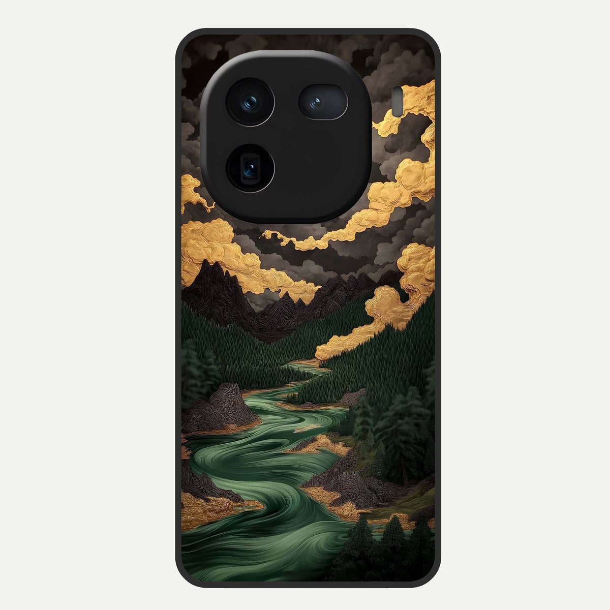  Golden River Moon Glass Case For iQOO 12 5G back cover – full design glossy printed glass finish