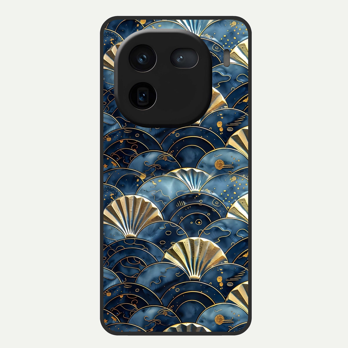  Golden Wave Luxe Glass Case For iQOO 12 5G back cover – full design glossy printed glass finish