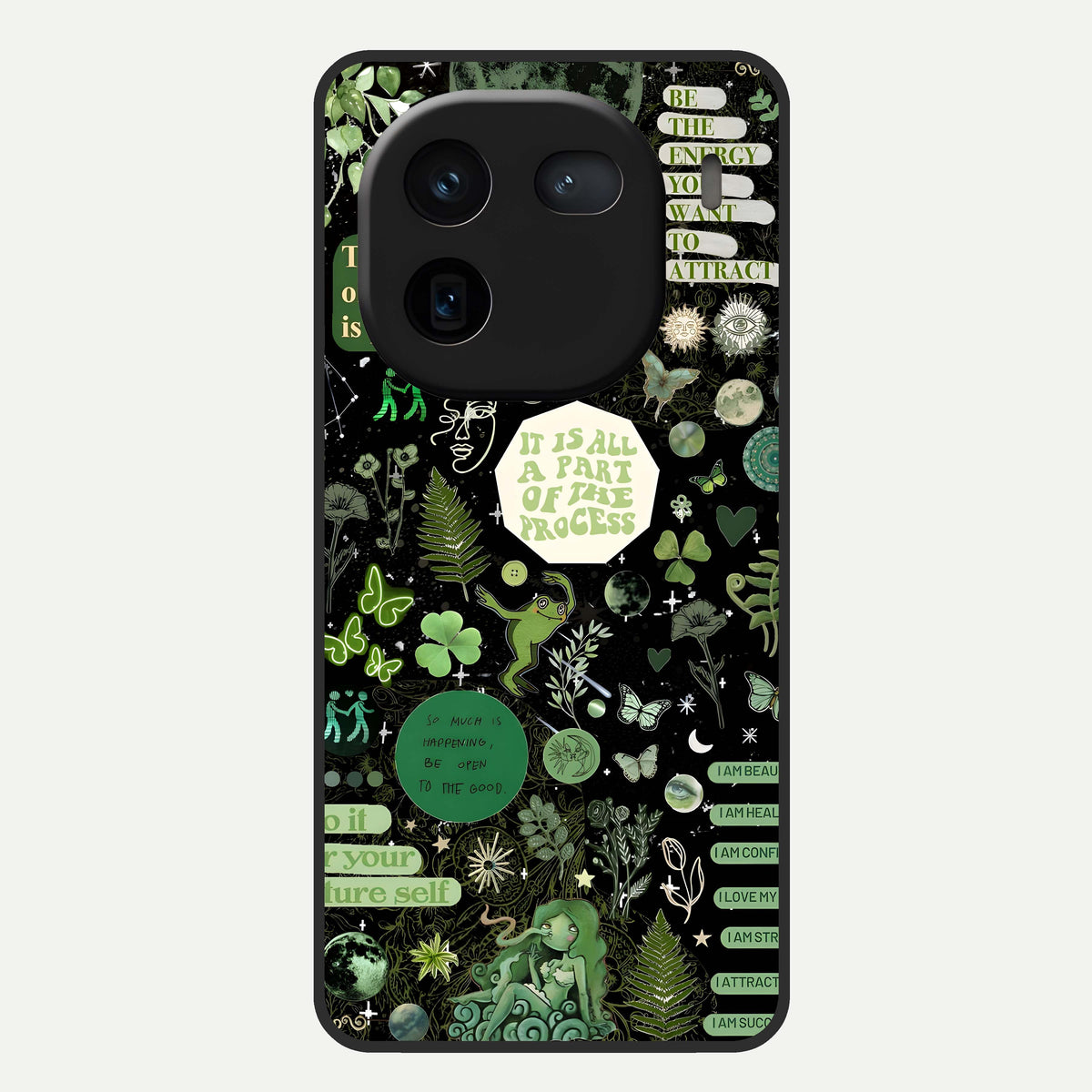  Green Mandala Pattern Glass Case For iQOO 12 5G back cover – full design glossy printed glass finish