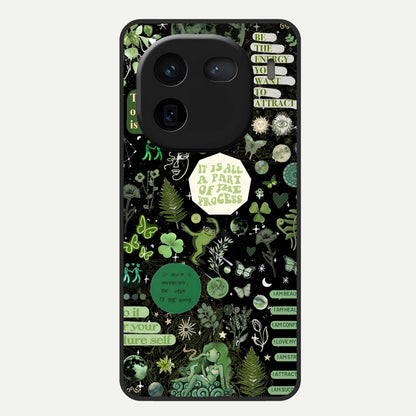  Green Mandala Pattern Glass Case For iQOO 12 5G back cover – full design glossy printed glass finish