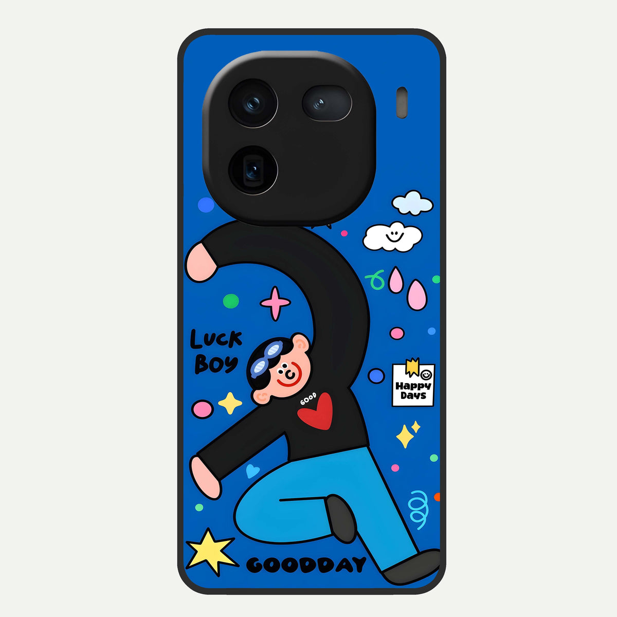  Happy Luck Vibe Glass Case For iQOO 12 5G back cover – full design glossy printed glass finish