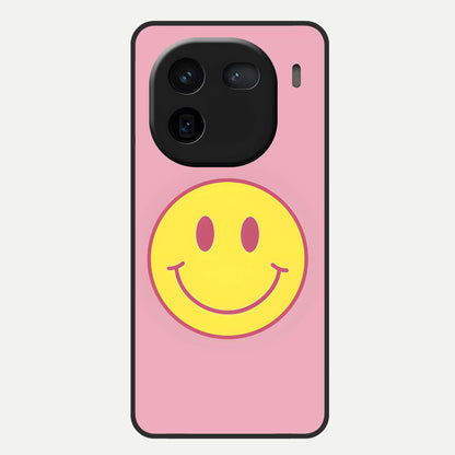  Happy Pink Mood Glass Case For iQOO 12 5G back cover – full design glossy printed glass finish