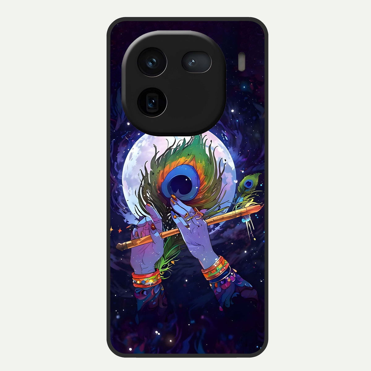  Krishna Hands Art Glass Case For iQOO 12 5G back cover – full design glossy printed glass finish