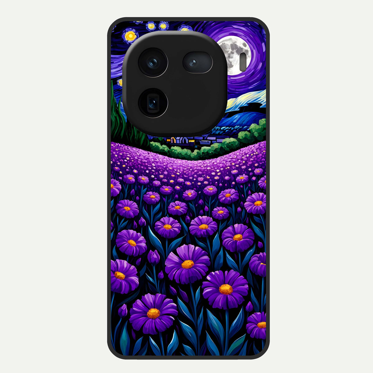 Lavender Moon Field Glass Case For iQOO 12 5G back cover – full design glossy printed glass finish