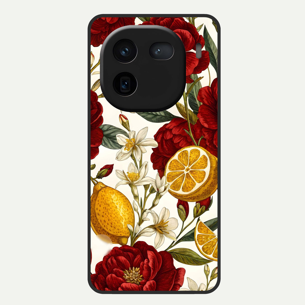  Lemon Rose Charm Glass Case For iQOO 12 5G back cover – full design glossy printed glass finish