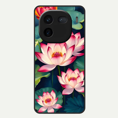  Lotus Dream Serenity Glass Case For iQOO 12 5G back cover – full design glossy printed glass finish