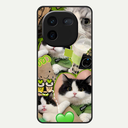  Matcha Cats Mood Glass Case For iQOO 12 5G back cover – full design glossy printed glass finish