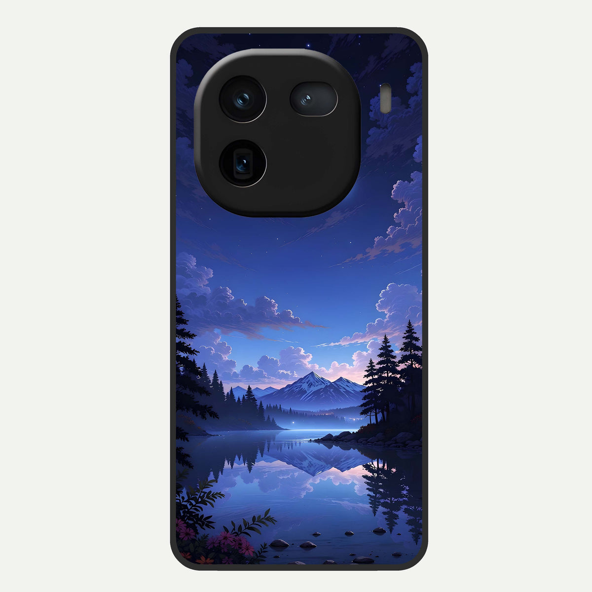  Midnight Lake Peace Glass Case For iQOO 12 5G back cover – full design glossy printed glass finish