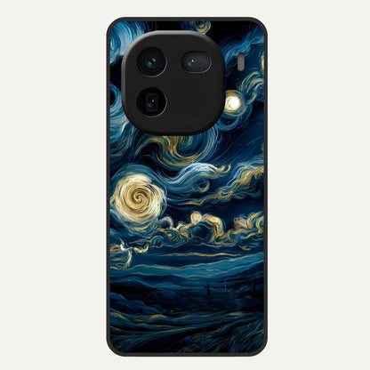  Midnight Sky Whirl Glass Case For iQOO 12 5G back cover – full design glossy printed glass finish