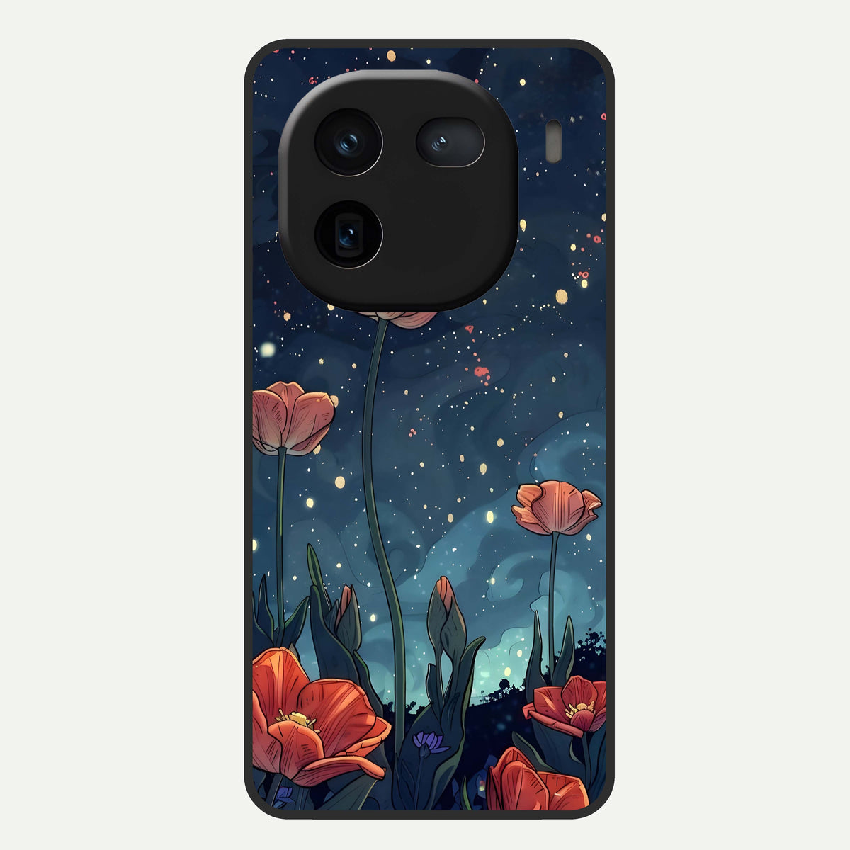  Midnight Tulip Glow Glass Case For iQOO 12 5G back cover – full design glossy printed glass finish