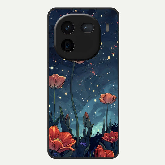  Midnight Tulip Glow Glass Case For iQOO 12 5G back cover – full design glossy printed glass finish