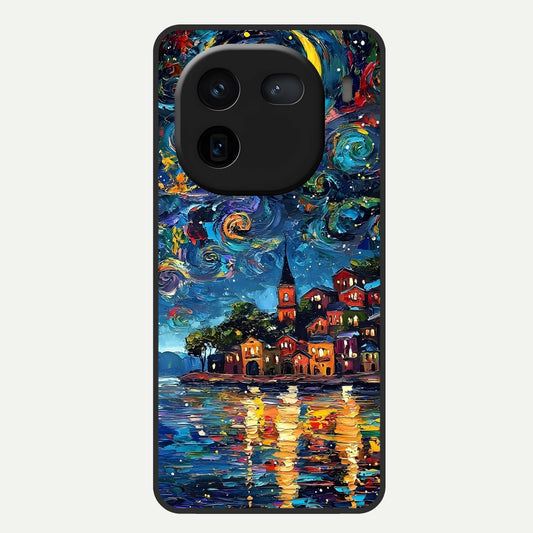  Moonlight Harbor Glow Glass Case For iQOO 12 5G back cover – full design glossy printed glass finish