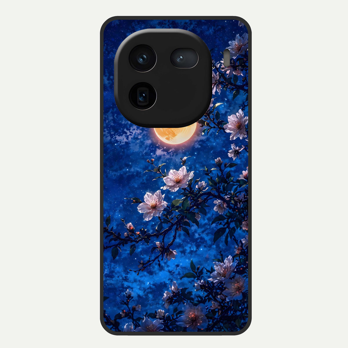  Moonlit Blossoms Night Glass Case For iQOO 12 5G back cover – full design glossy printed glass finish