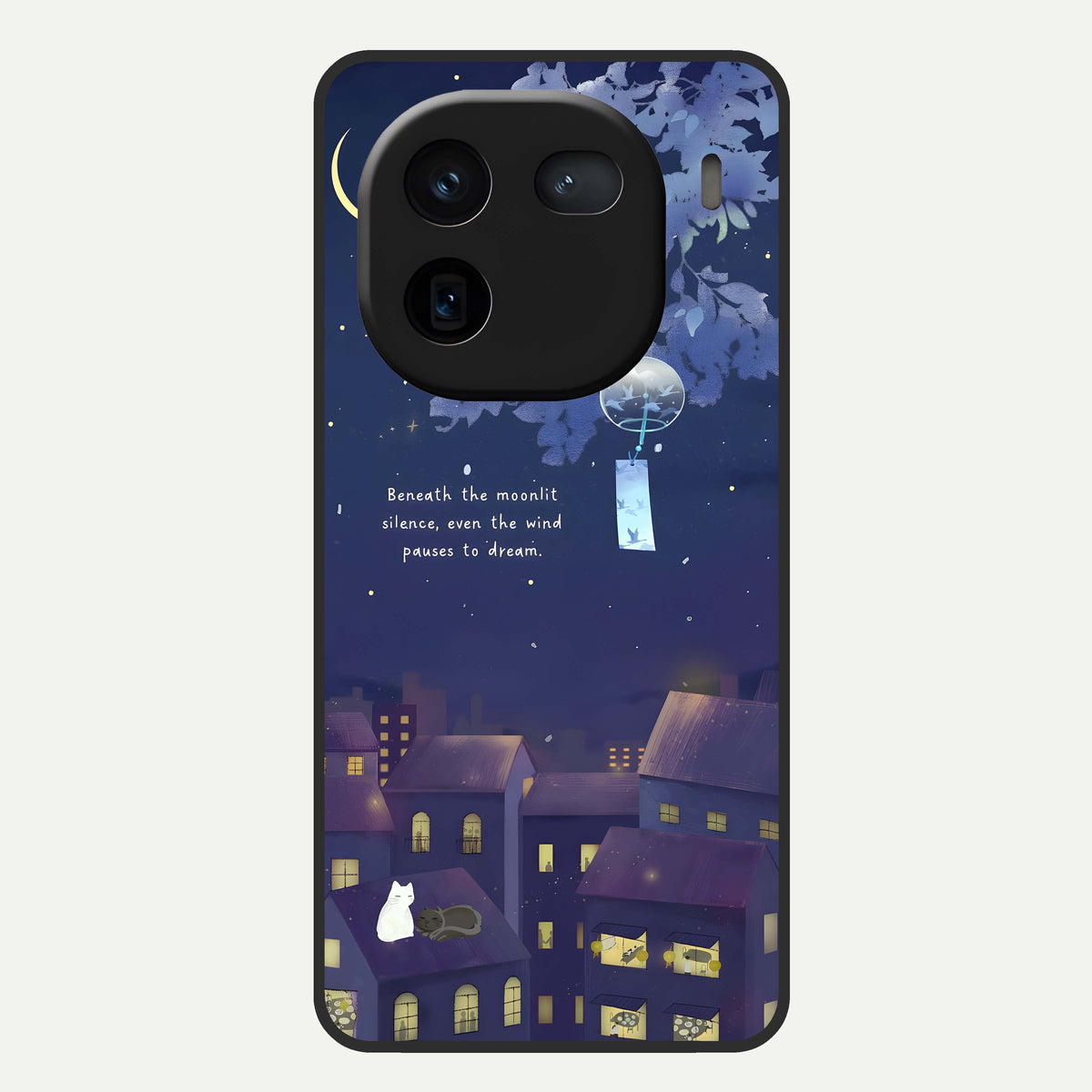  Moonlit Cat Silence Glass Case For iQOO 12 5G back cover – full design glossy printed glass finish