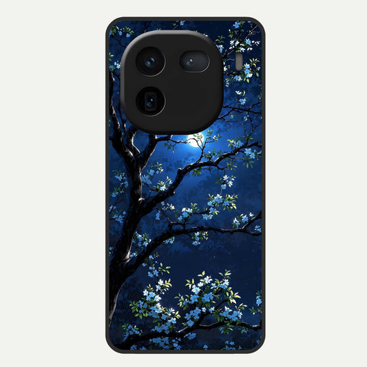  Mystic Floral Night Glass Case For iQOO 12 5G back cover – full design glossy printed glass finish