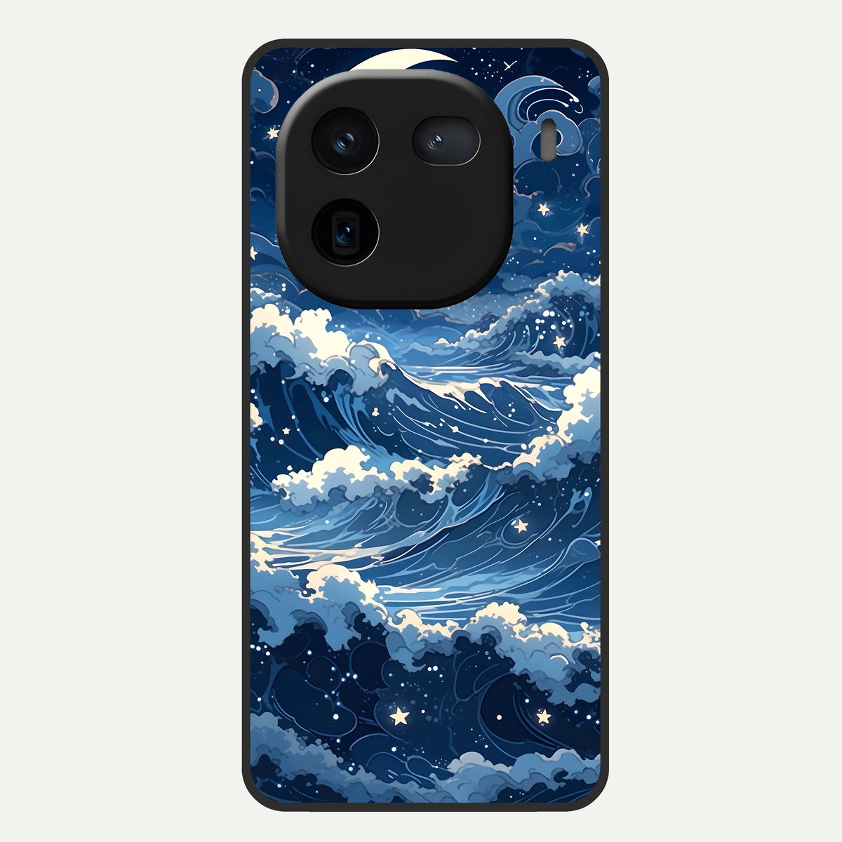  Ocean Moon Waves Glass Case For iQOO 12 5G back cover – full design glossy printed glass finish