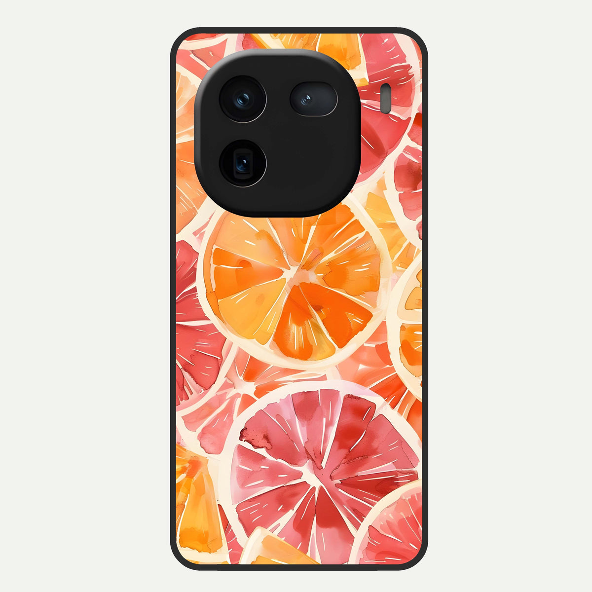  Orange Fruits Pattern Glass Case For iQOO 12 5G back cover – full design glossy printed glass finish