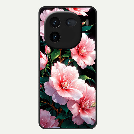  Peach Flower Glass Case For iQOO 12 5G back cover – full design glossy printed glass finish