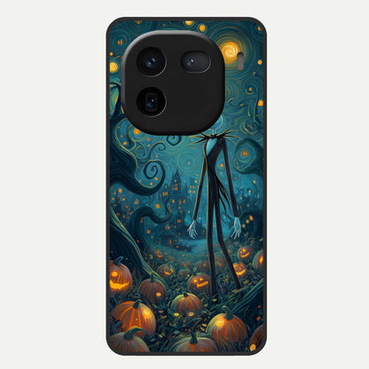  Pumpkin Moon Night Glass Case For iQOO 12 5G back cover – full design glossy printed glass finish