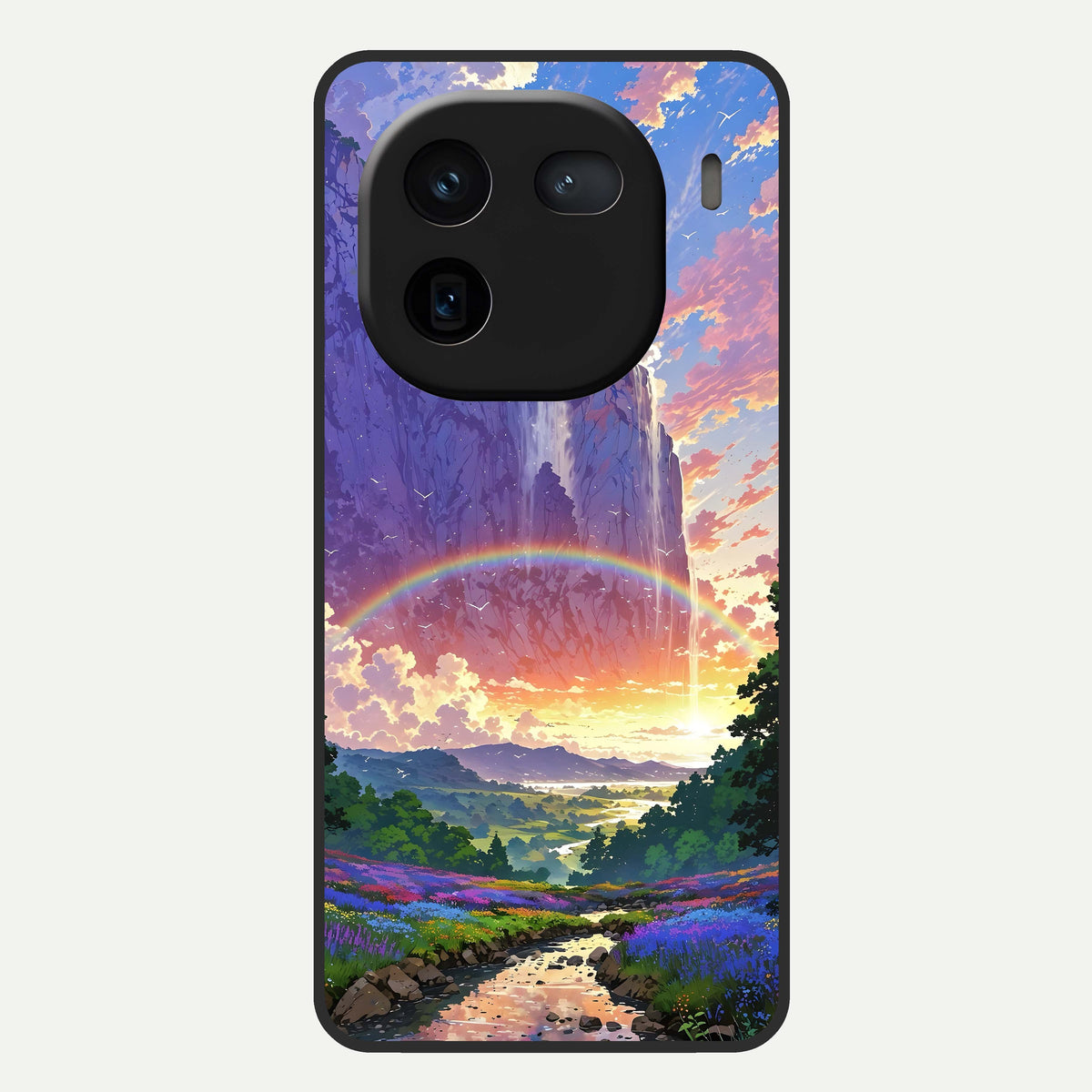  Rainbow Valley Dream Glass Case For iQOO 12 5G back cover – full design glossy printed glass finish
