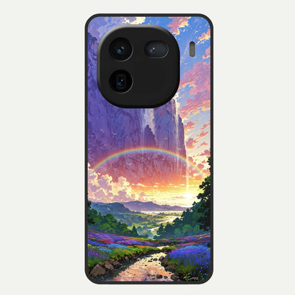  Rainbow Valley Dream Glass Case For iQOO 12 5G back cover – full design glossy printed glass finish