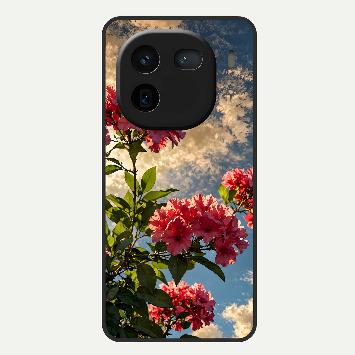  Red Bloom Skies Glass Case For iQOO 12 5G back cover – full design glossy printed glass finish