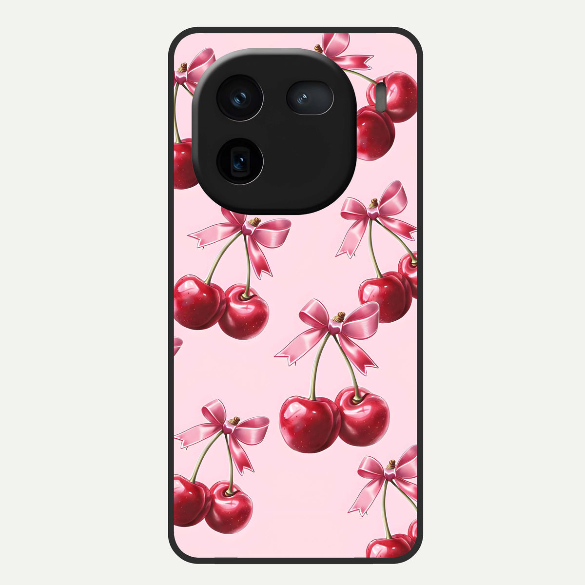  Red Cherries Pattern Glass Case For iQOO 12 5G back cover – full design glossy printed glass finish