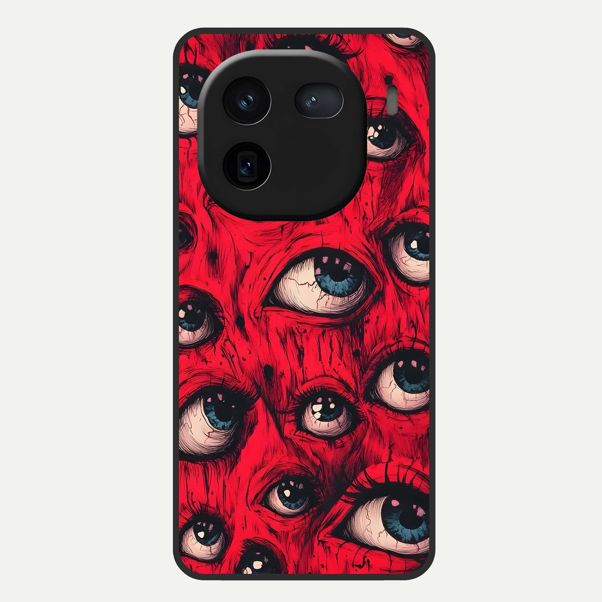  Red Eyes Pattern Glass Case For iQOO 12 5G back cover – full design glossy printed glass finish