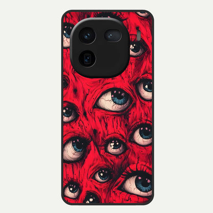  Red Eyes Pattern Glass Case For iQOO 12 5G back cover – full design glossy printed glass finish