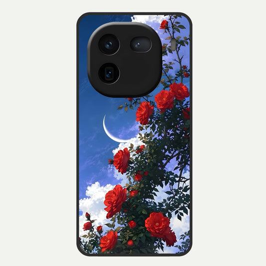  Rose Drift Flowers Glass Case For iQOO 12 5G back cover – full design glossy printed glass finish